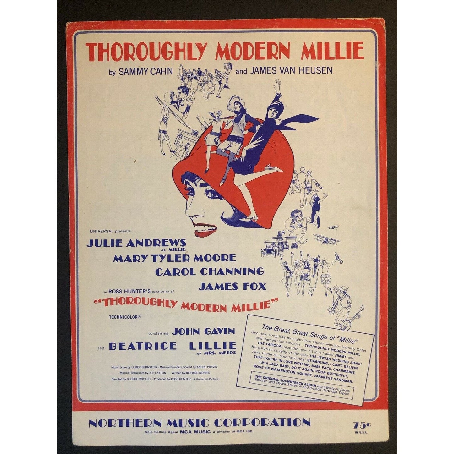 1967 Sheet Music "Thoroughly Modern Millie" Julie Andrews Mary Tyler Moore