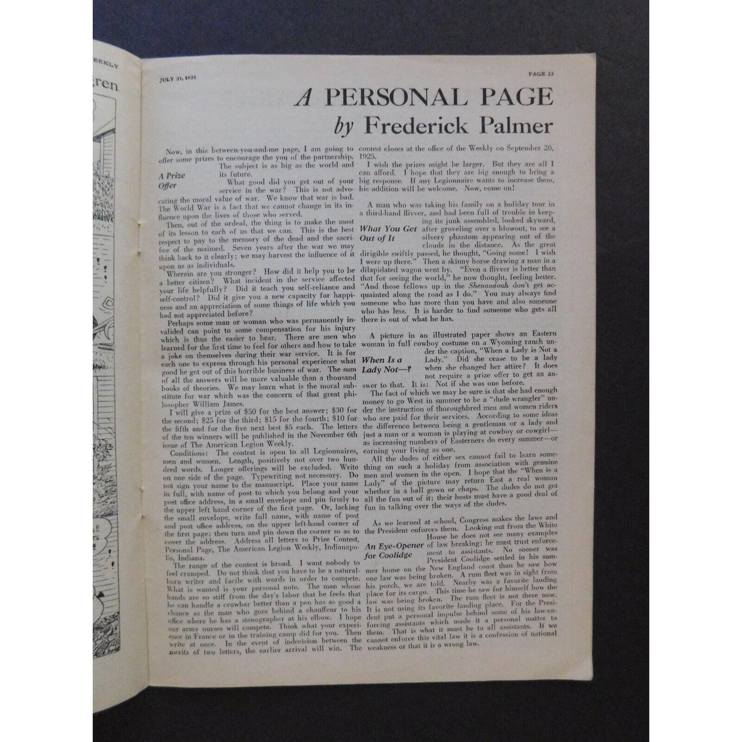 "The American Legion Weekly" July 31 1925 - 18 pgs.