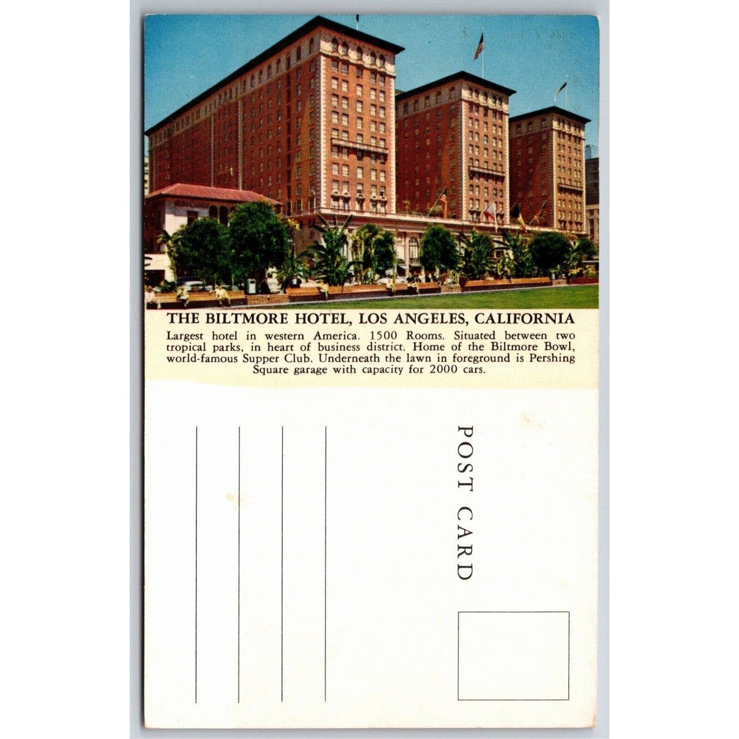 Biltmore Hotel Los Angeles, Cal Postcard NP VGC