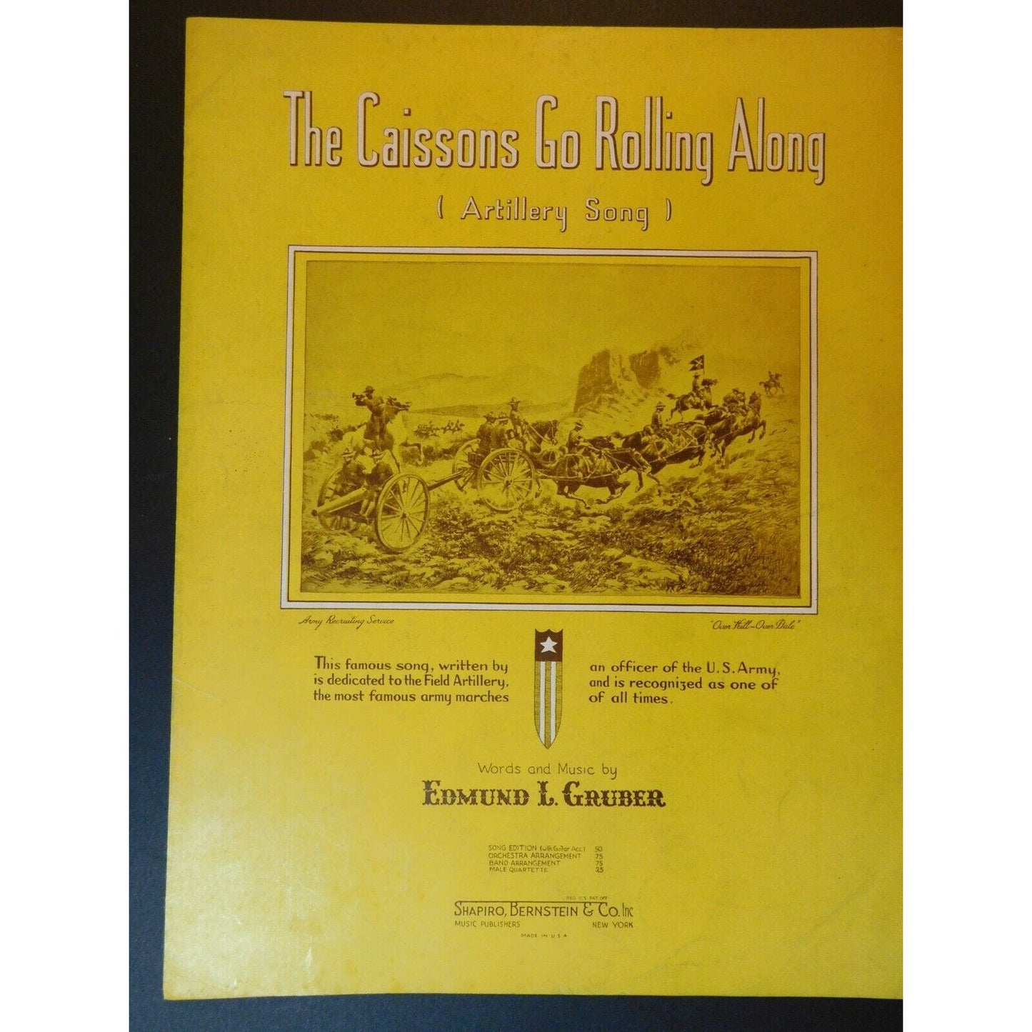 Vintage 1930 Sheet Music "The Caissons Go Rolling Along" Edmund L. Gruber