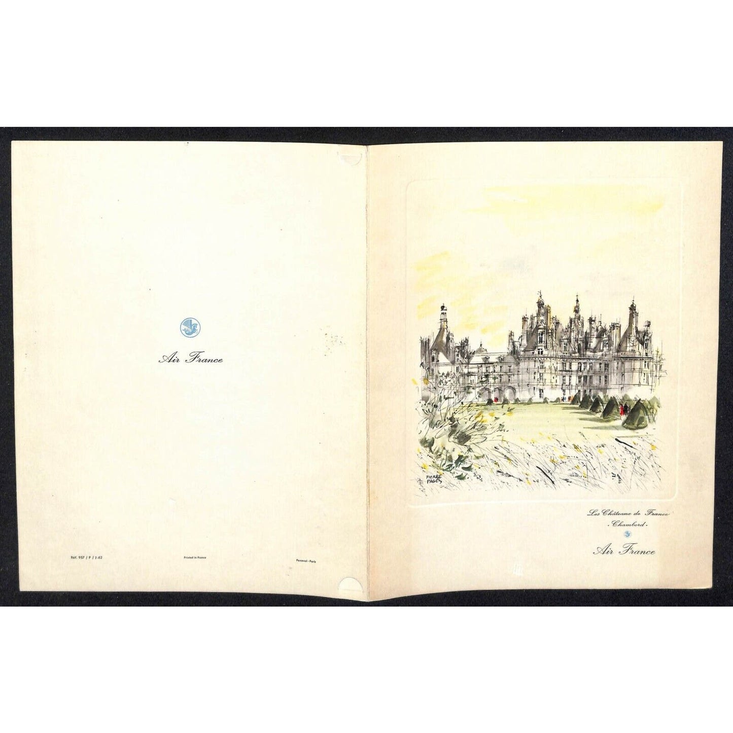 1965 Air France "German Club of Hollywood" - Special Flight Dinner Menu