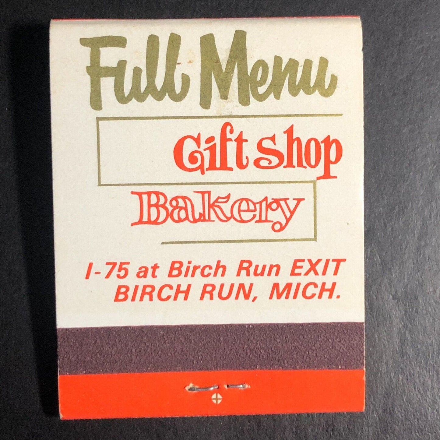 Exit Motel Restaurant Birch Run, MI Full Matchbook c1974-84 VGC