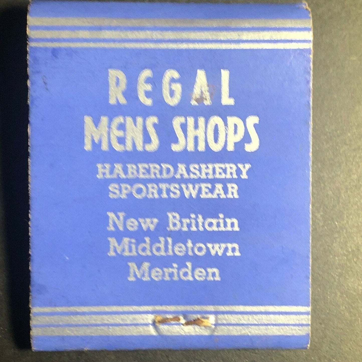 1930's-40's Full Matchbook Regal Mens Shops Meriden Middletown New Britain, CT