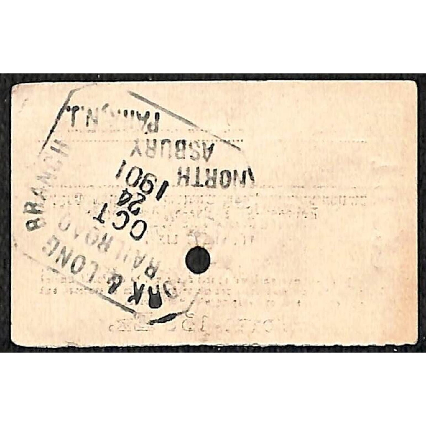 New York & Long Branch Railroad 1901 Ticket North Asbury Park #10531