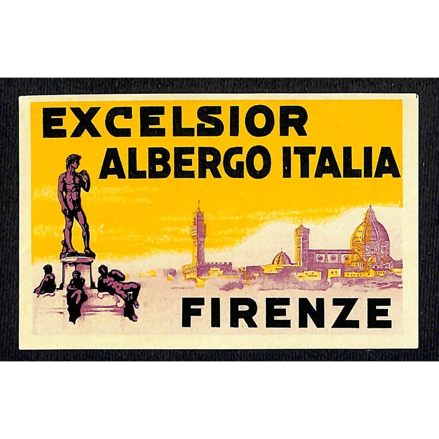 Excelsior Albergo Italia Pirenze Luggage Label Vintage NOS VGC Scarce