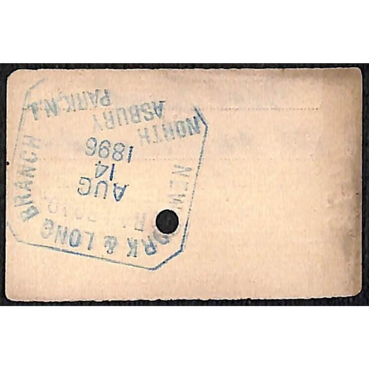 New York & Long Branch Railroad 1896 Write-In Ticket North Asbury Park #7072