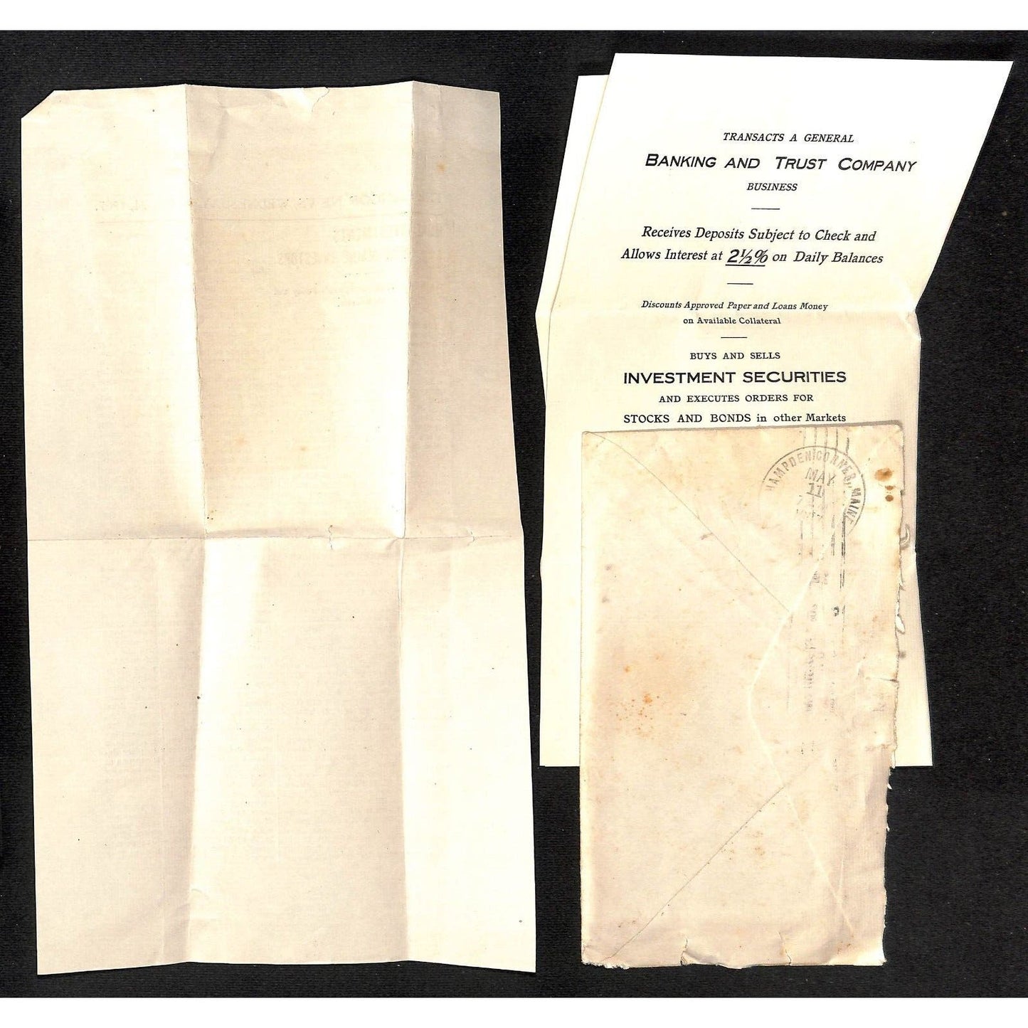 Newburgh ME Amos W. Knowlton* 1907 Merrill Trust Co. Deposit History / Statement