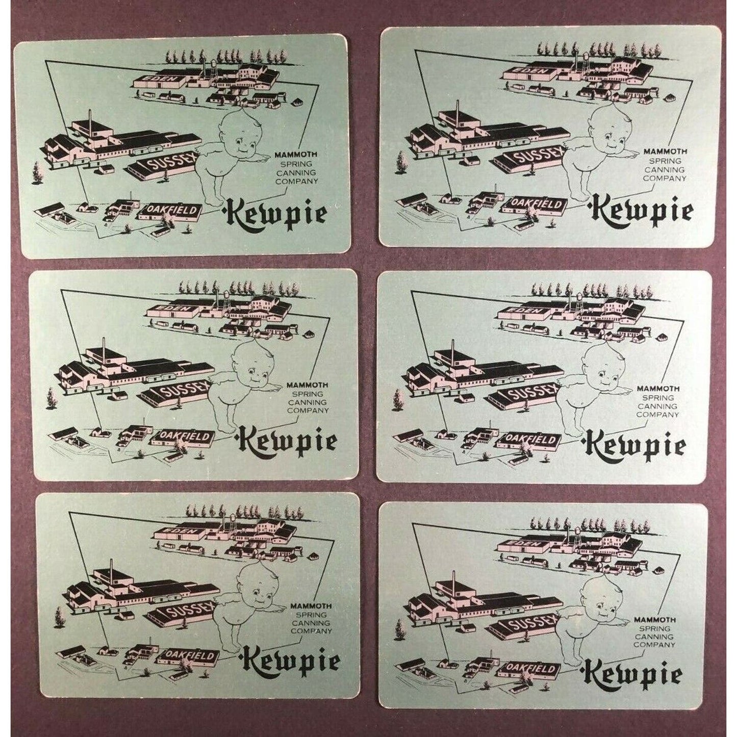 Group of 6 Single Swap Kewpie Advertising Playing Cards - Silver / Gray Finish