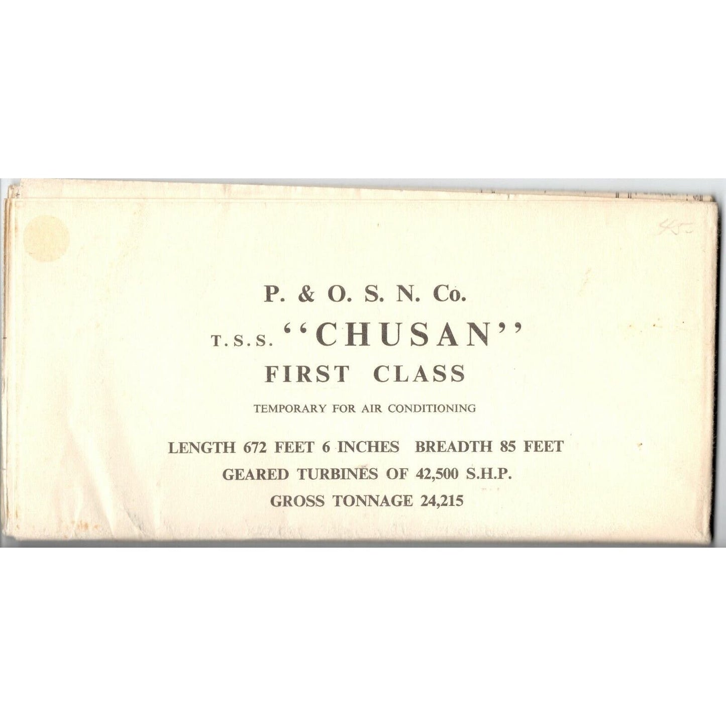 c1950-55 "Peninsular and Oriental Steam Navigation Co." 1st Class Plan Cruise