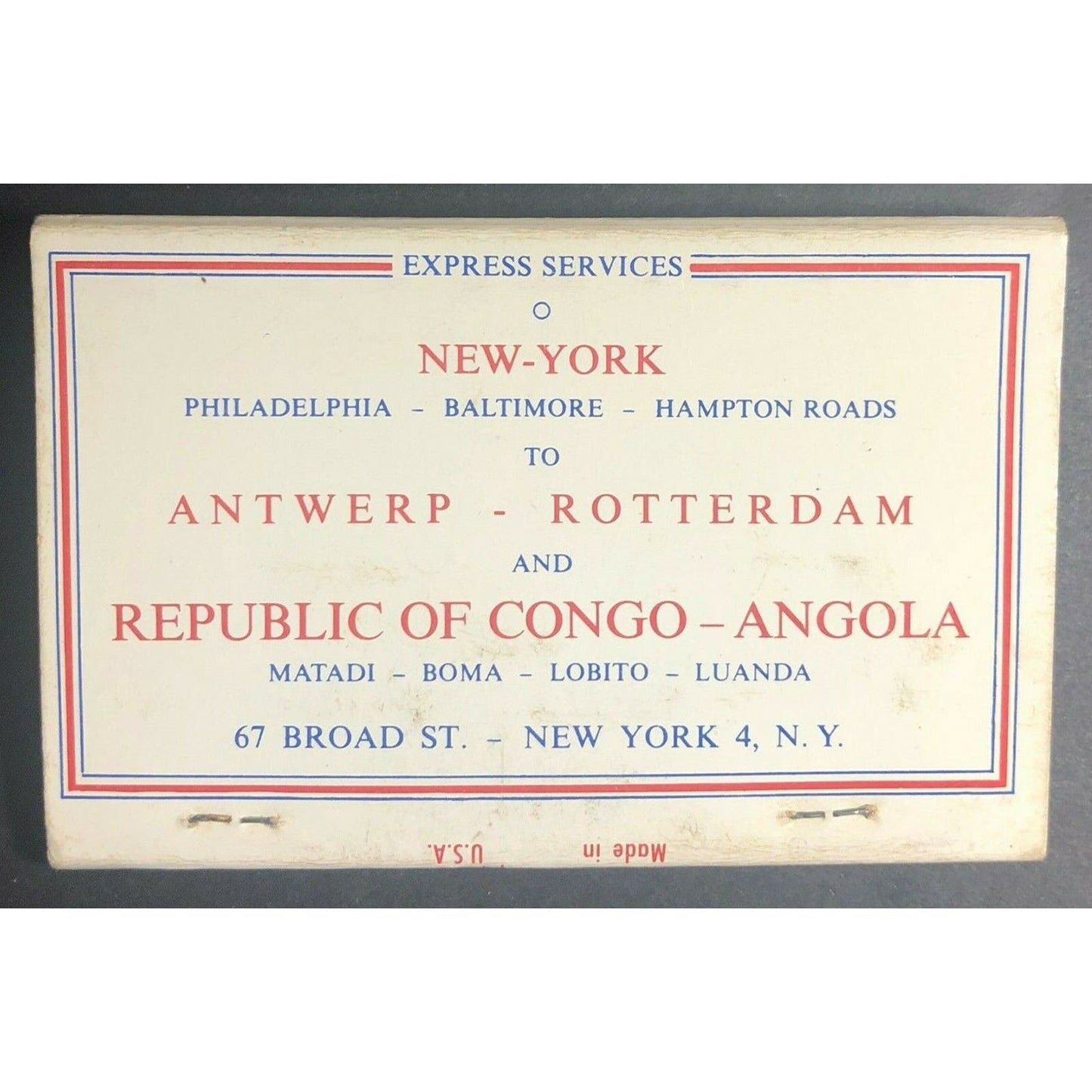 Scarce Early 60's Full Matchbook "Belgian Line" w/ Pier 36 Mention