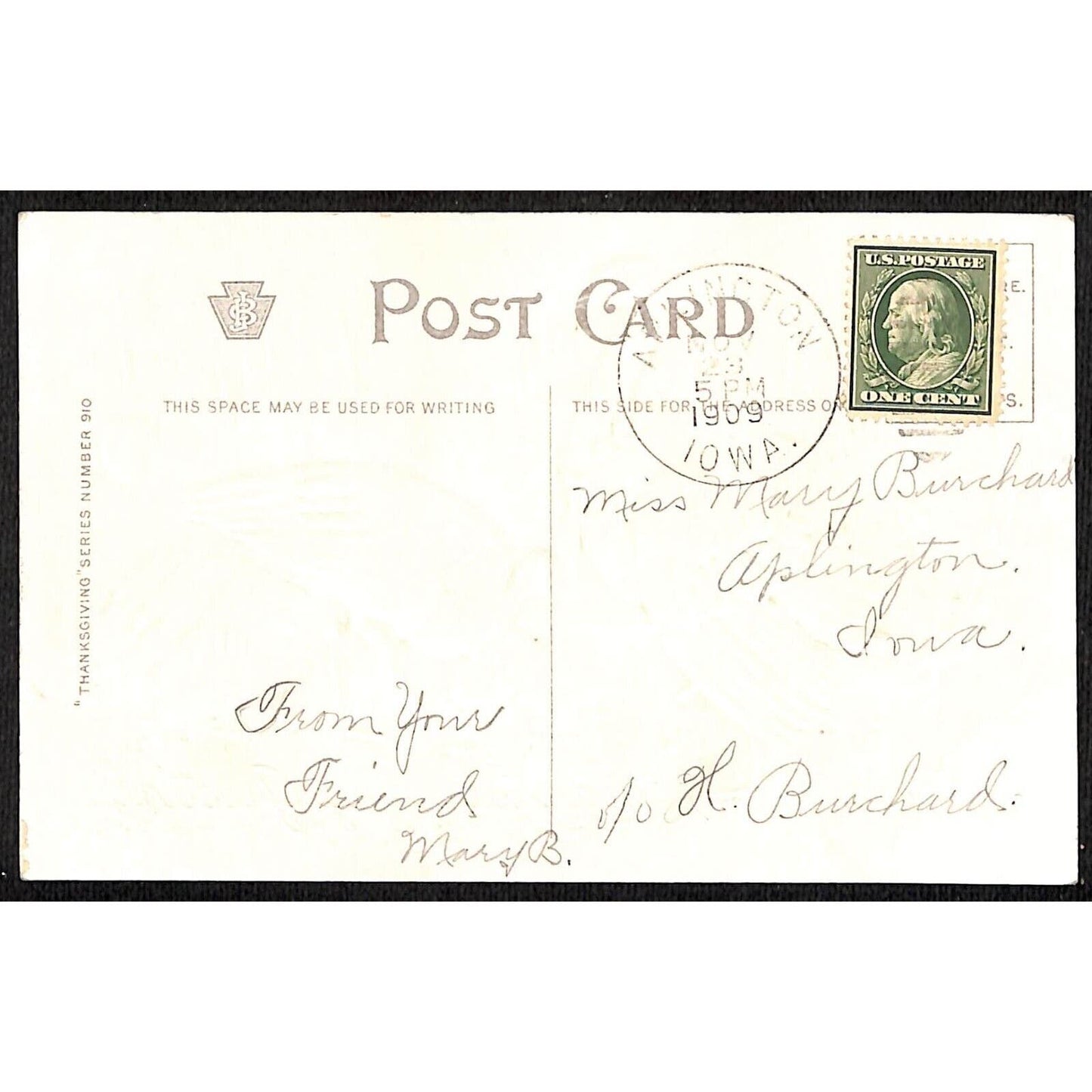 Thanksgiving Greetings Postcard Turkeys Milling About Outdoors Embossed 1909 PM