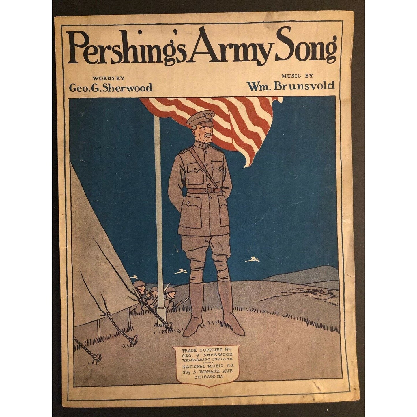 Vintage WWI Sheet Music "Pershing's Army Song"