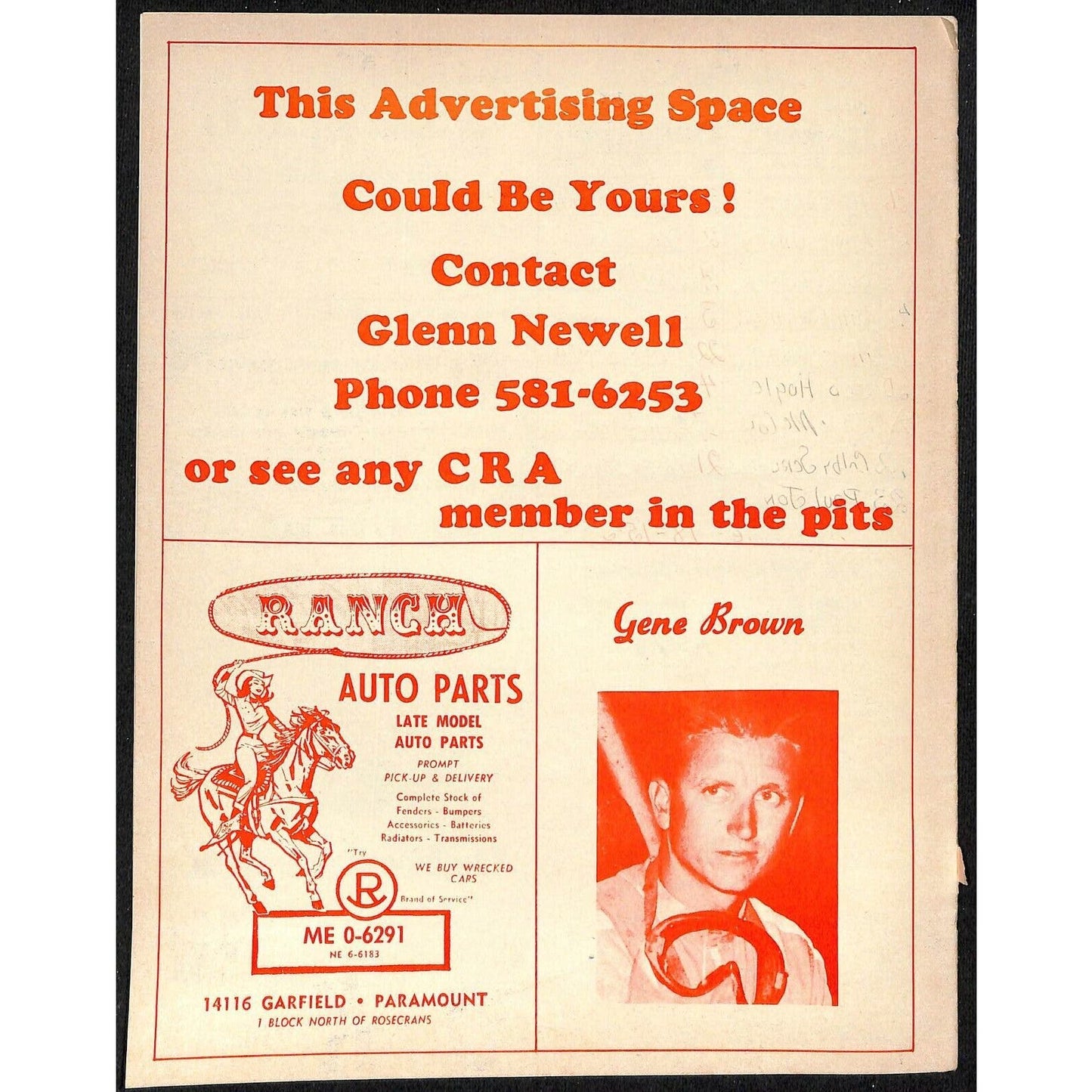 Scarce July 4 1962 CRA Big Car Races Auto Racing Program Ascot Park Fireworks