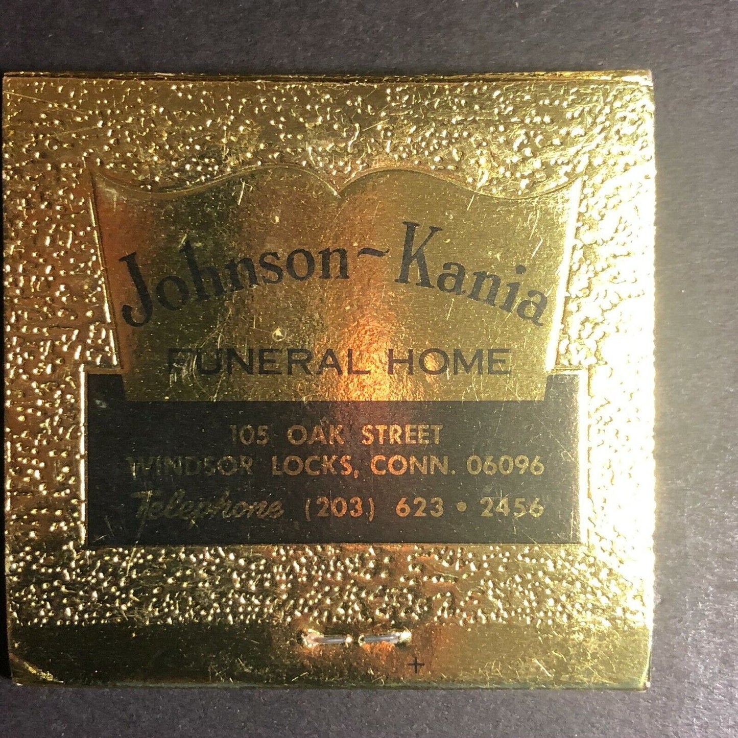 Scarce 1970-78 Full Matchbook "Johnson-Kania" Funeral Home Windsor Locks, CT