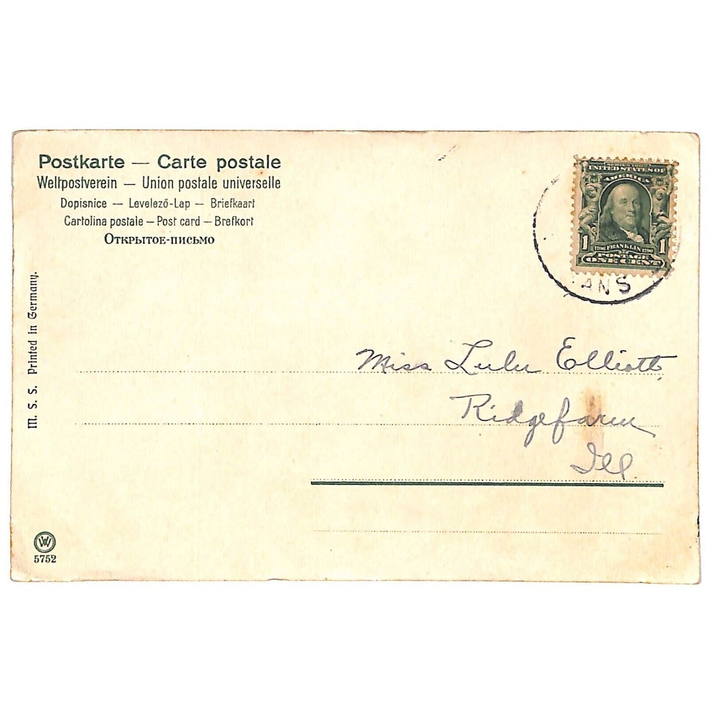 Floral Postcard PM c1915-20