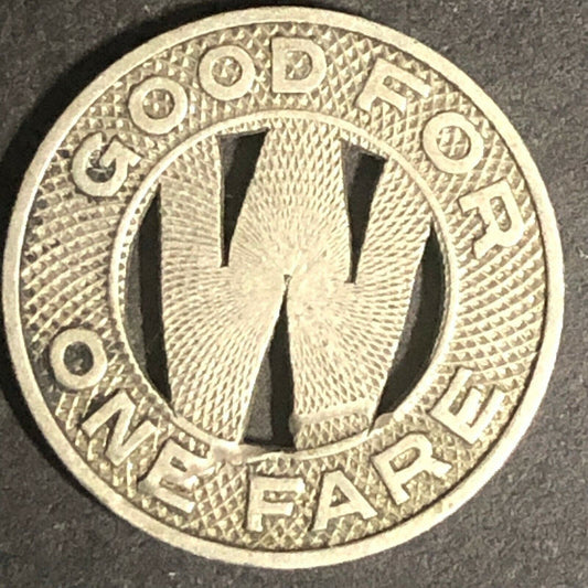 c1940's 16mm Wichita Transportation Corp. G/F One Fare Brass Transit Token - KS