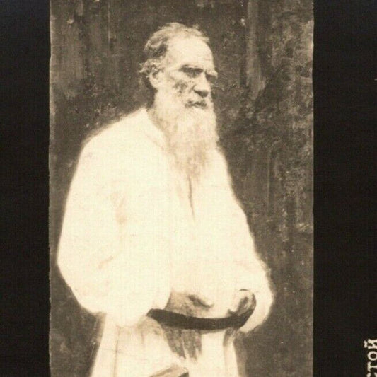 c1910 Vintage Russian RPPC* Postcard Leo Tolstoy Stands Outdoor Barefoot (4155)
