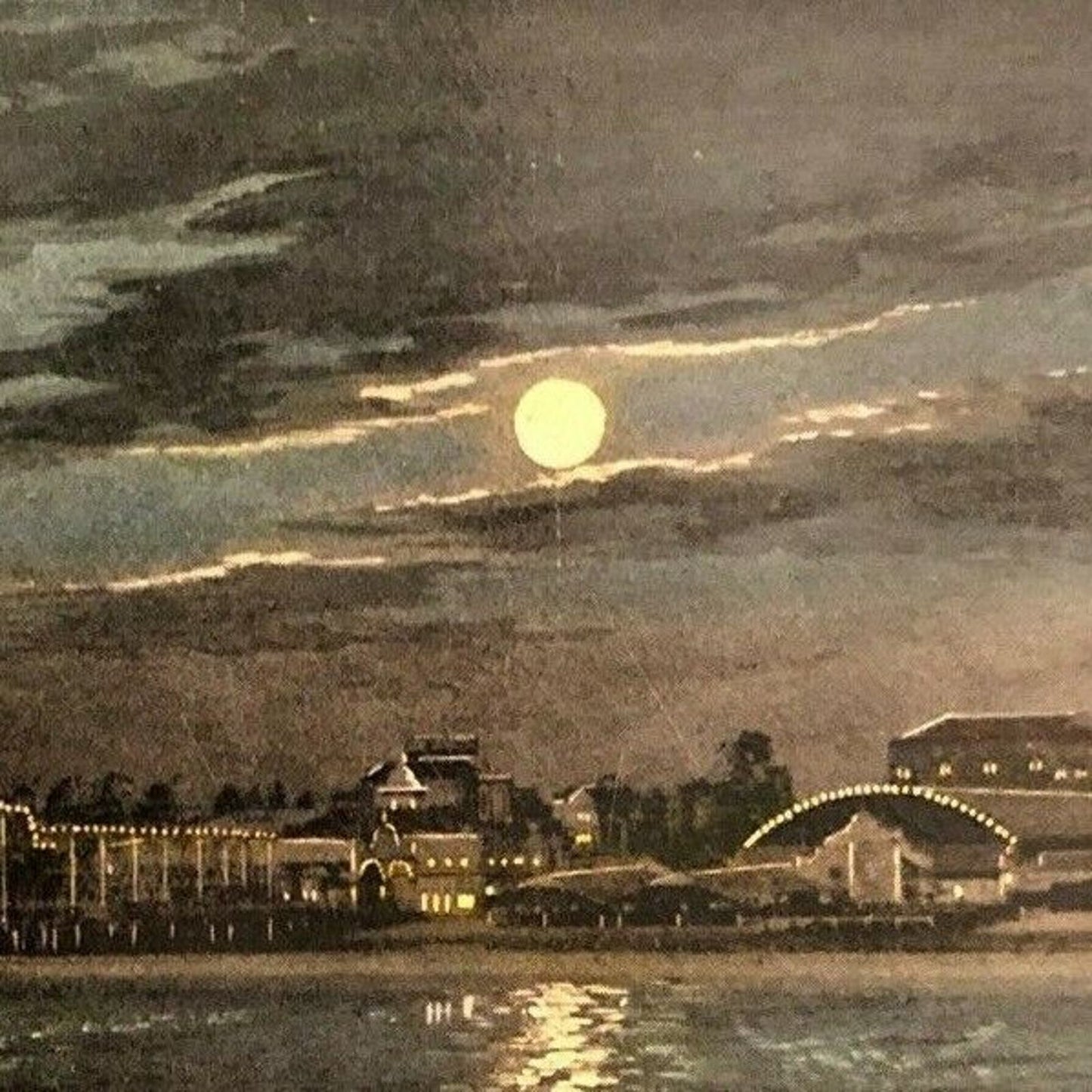 Vintage Postcard - Long Beach, California at Night