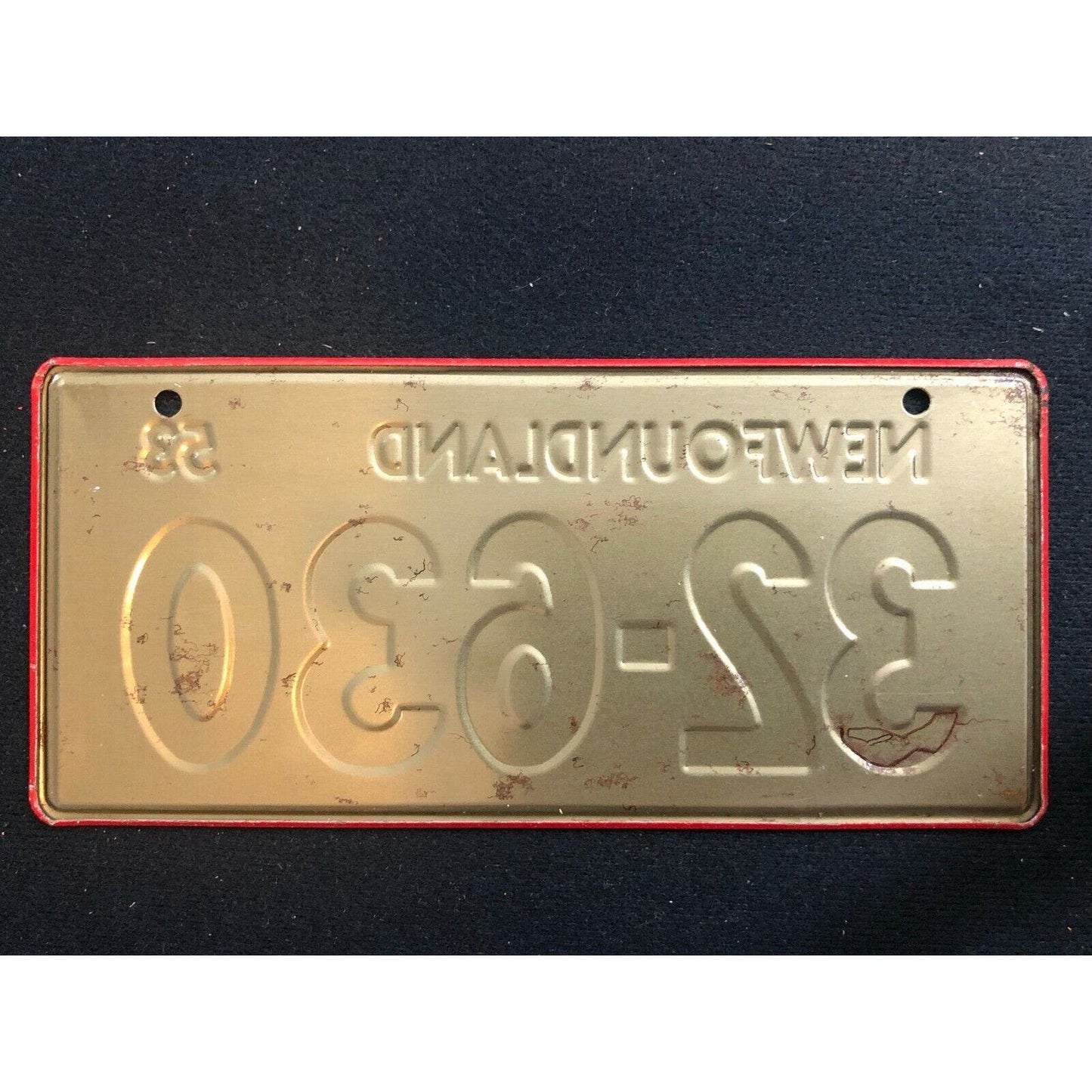 1953-54 General Mills Wheaties Tin Mini Bicycle License Plate - Newfoundland