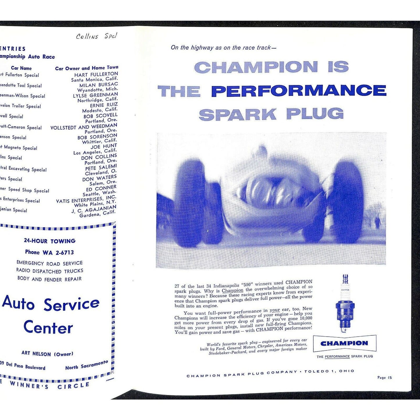 Scarce 10/30 1960 Sacramento State Fair USAC Racing Program Big Car 100 Mile