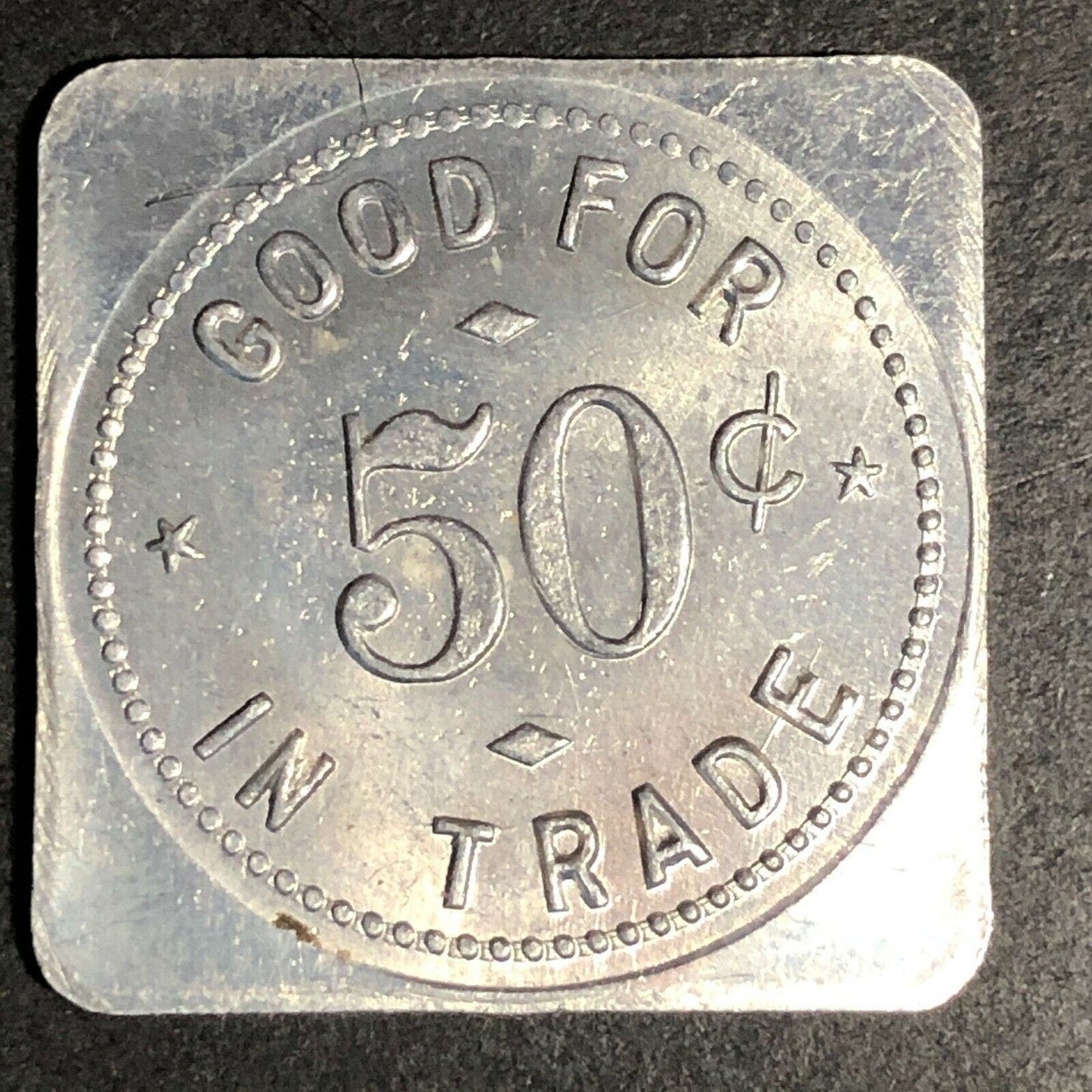 Hinze Grocery 28mm Aluminum Token "Good For 50c In Trade" Gresham, Nebraska