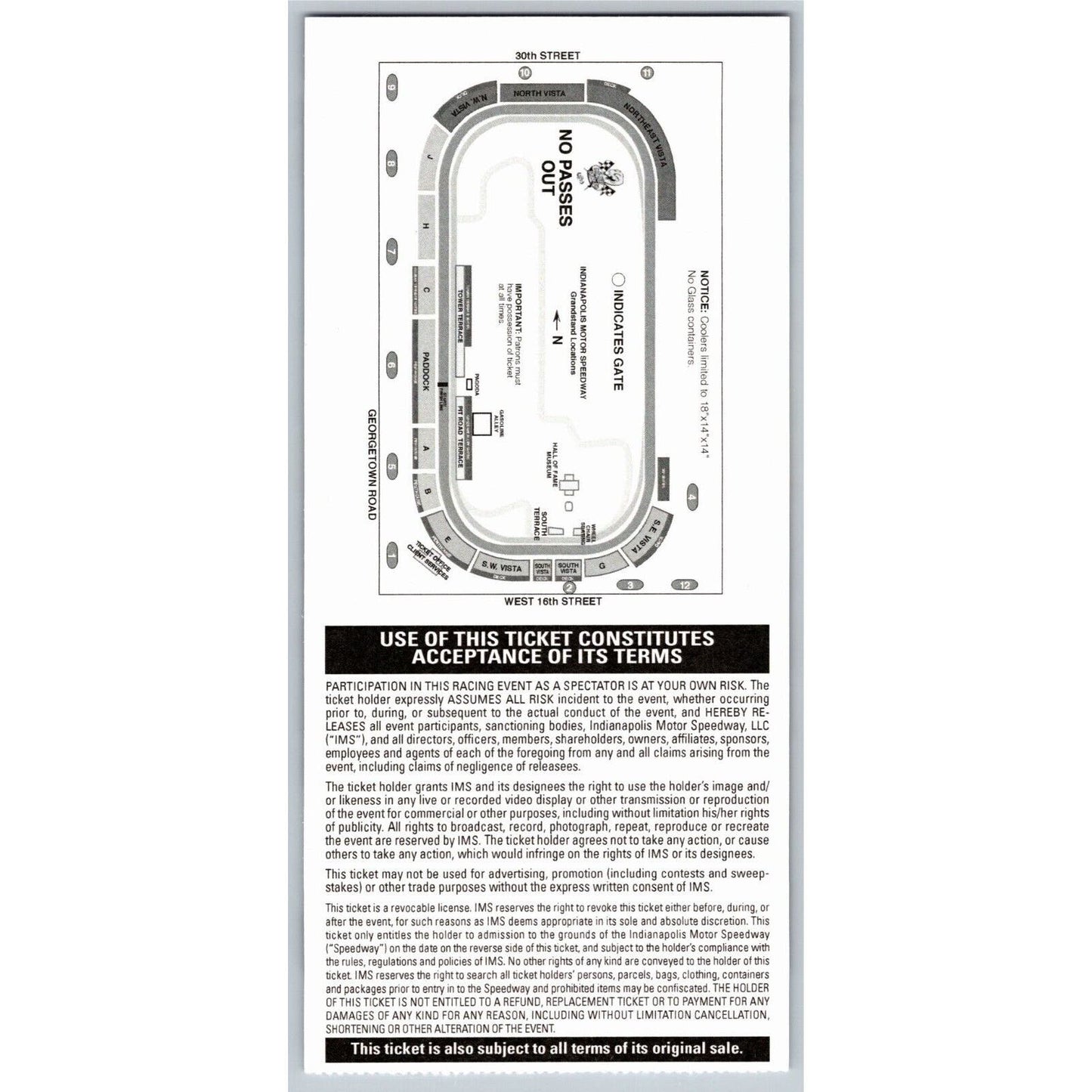 2014 Indy 500 Practice Day 5/12 Tower Terrace Suites Ticket Stub #068
