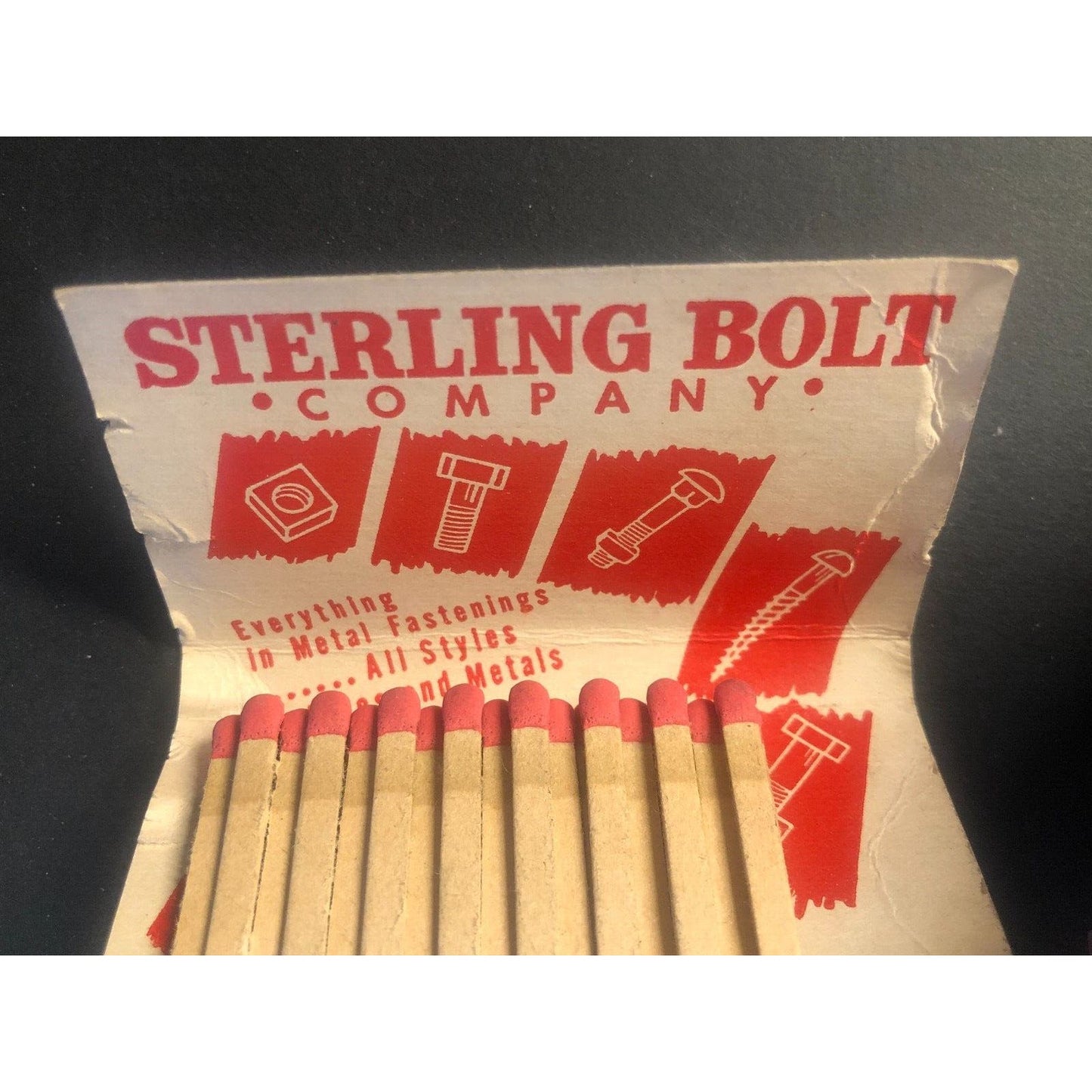 Sterling Bolt Co. Chicago Vintage 3/4 Full Matchbook c1950 - 1960