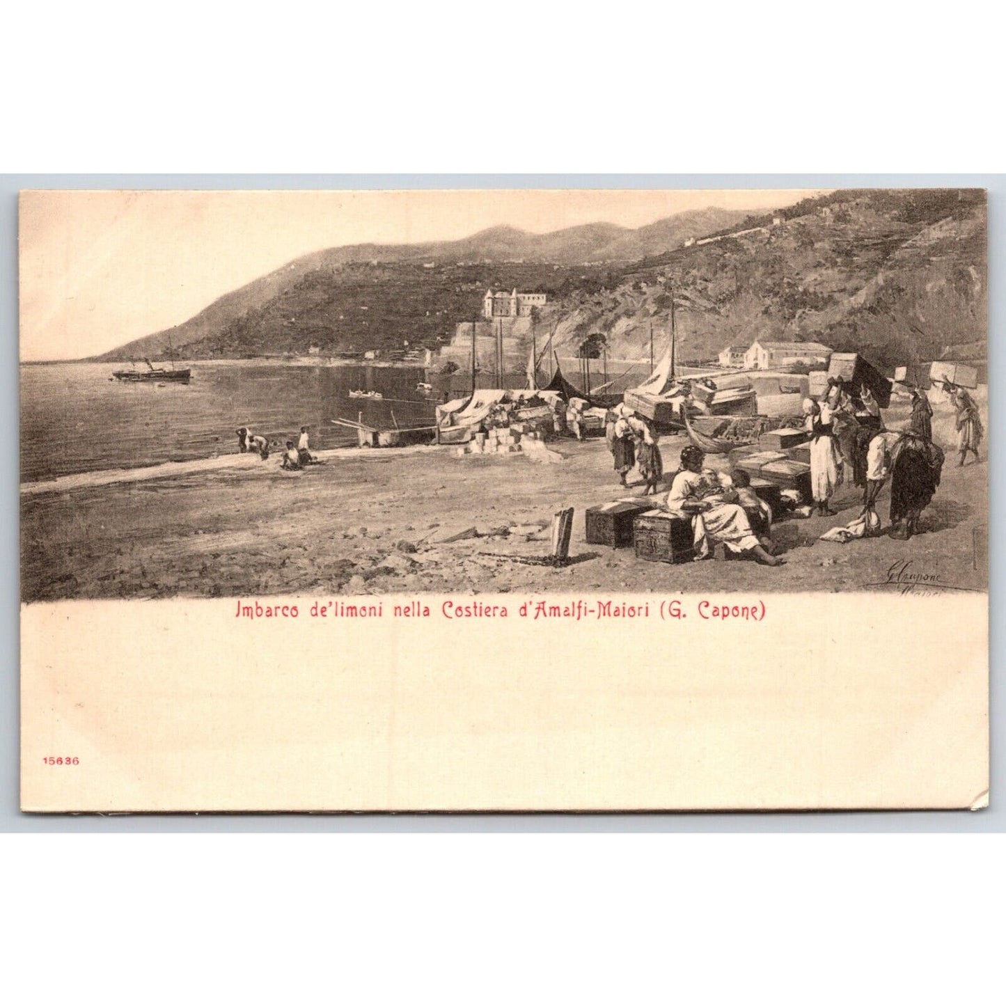 Italian Postcard Maiori "Loading of Lemons on the Amalfi Coast" 1901-1907 NP VGC