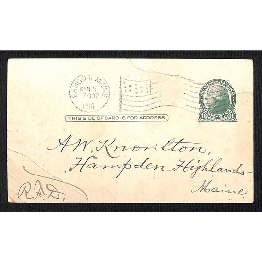 Bangor / Hampden Highlands, ME 1916 Post Card re: Red Cross of Constantine