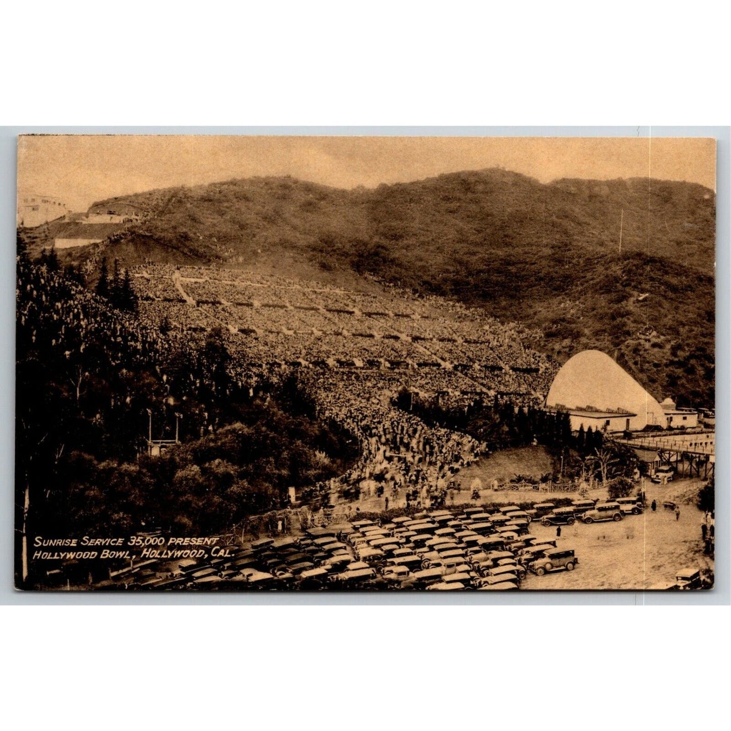 Vintage PPC Postcard -- Sunrise Service Hollywood Bowl, Los Angeles, Cal
