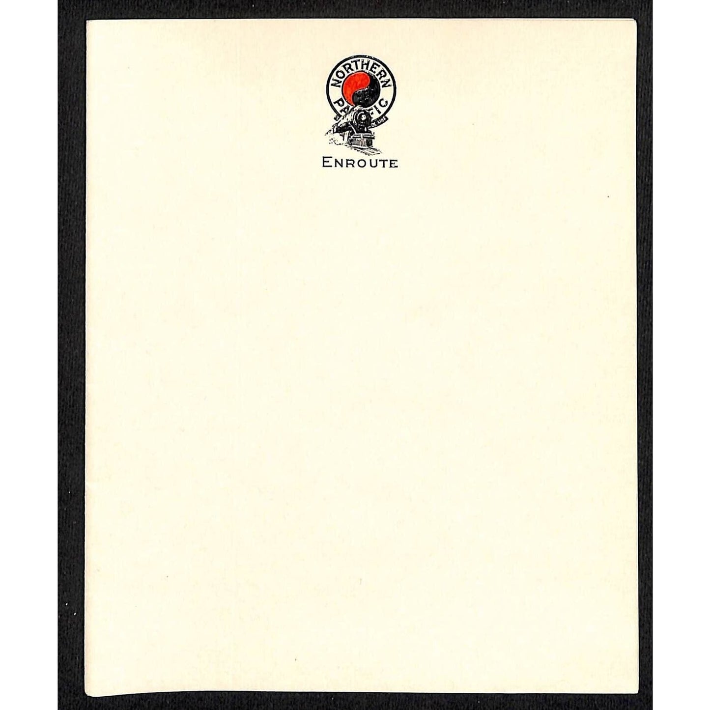 Northern Pacific Railway Enroute Stationary Sheet w/ Engine Art Scarce NOS VGC