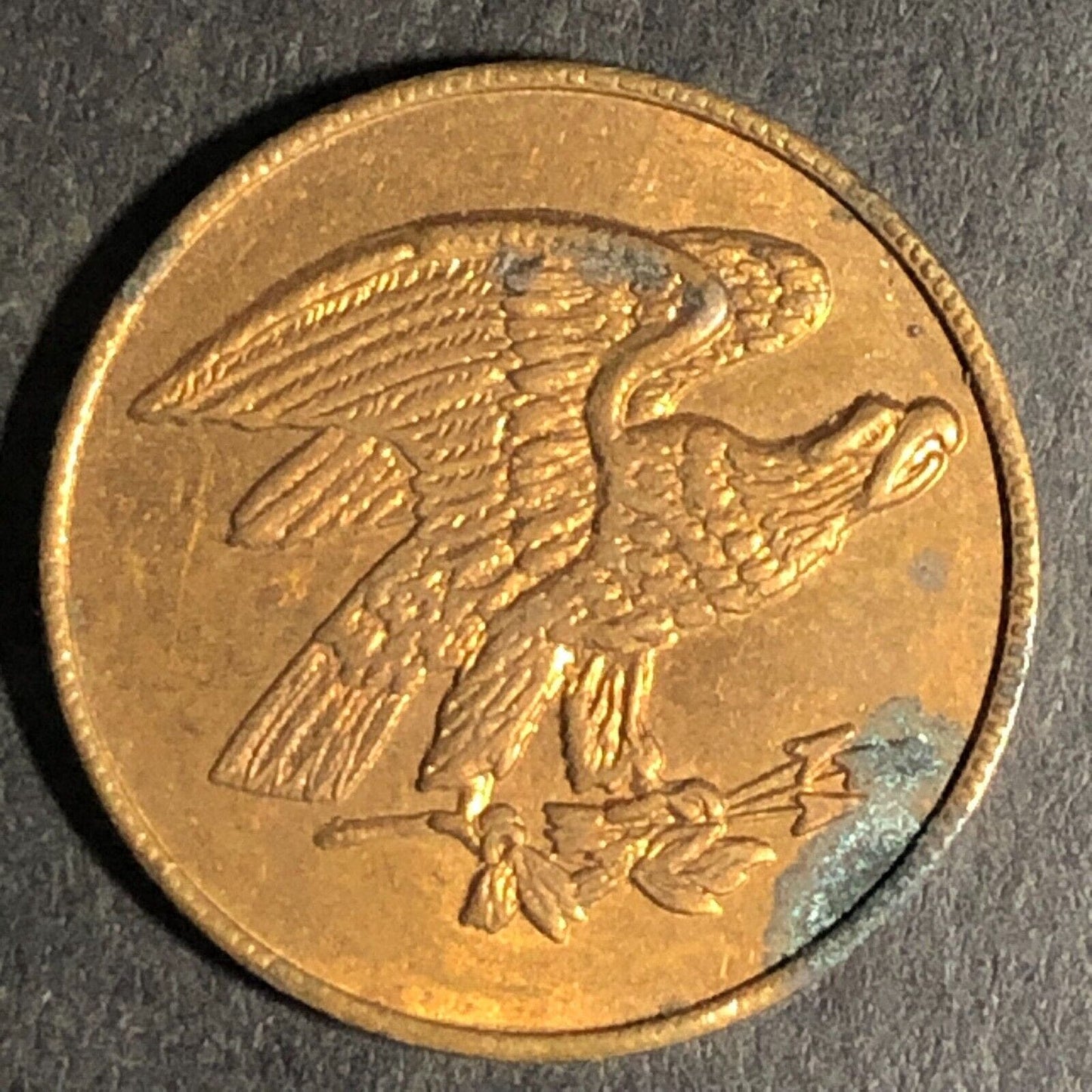 Eureka, CAL Norton E. Steenfott Olde Towne Brass Trade Token 20mm w/ Eagle
