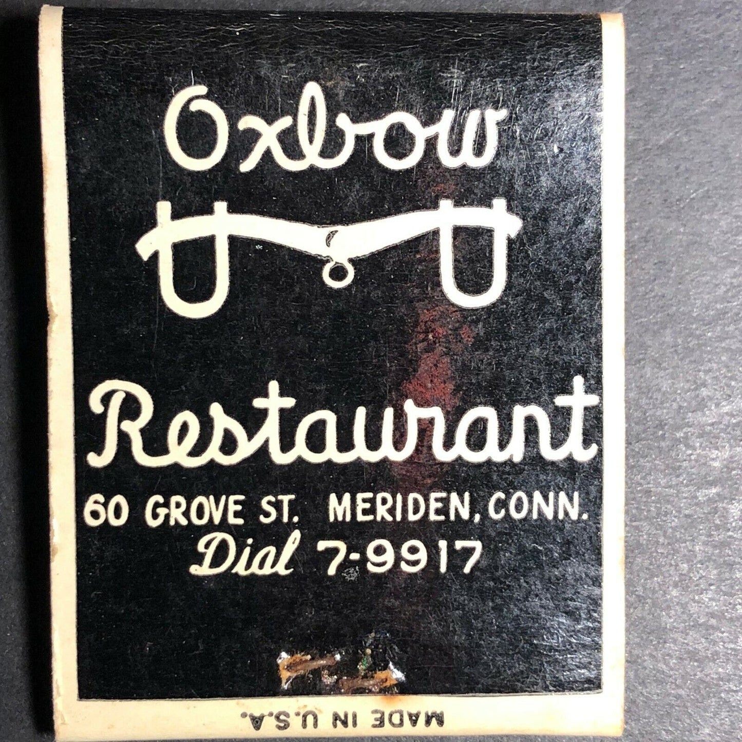 Very Scarce 1950's-60's Full Matchbook - "Oxbow Restaurant" Meriden, CT