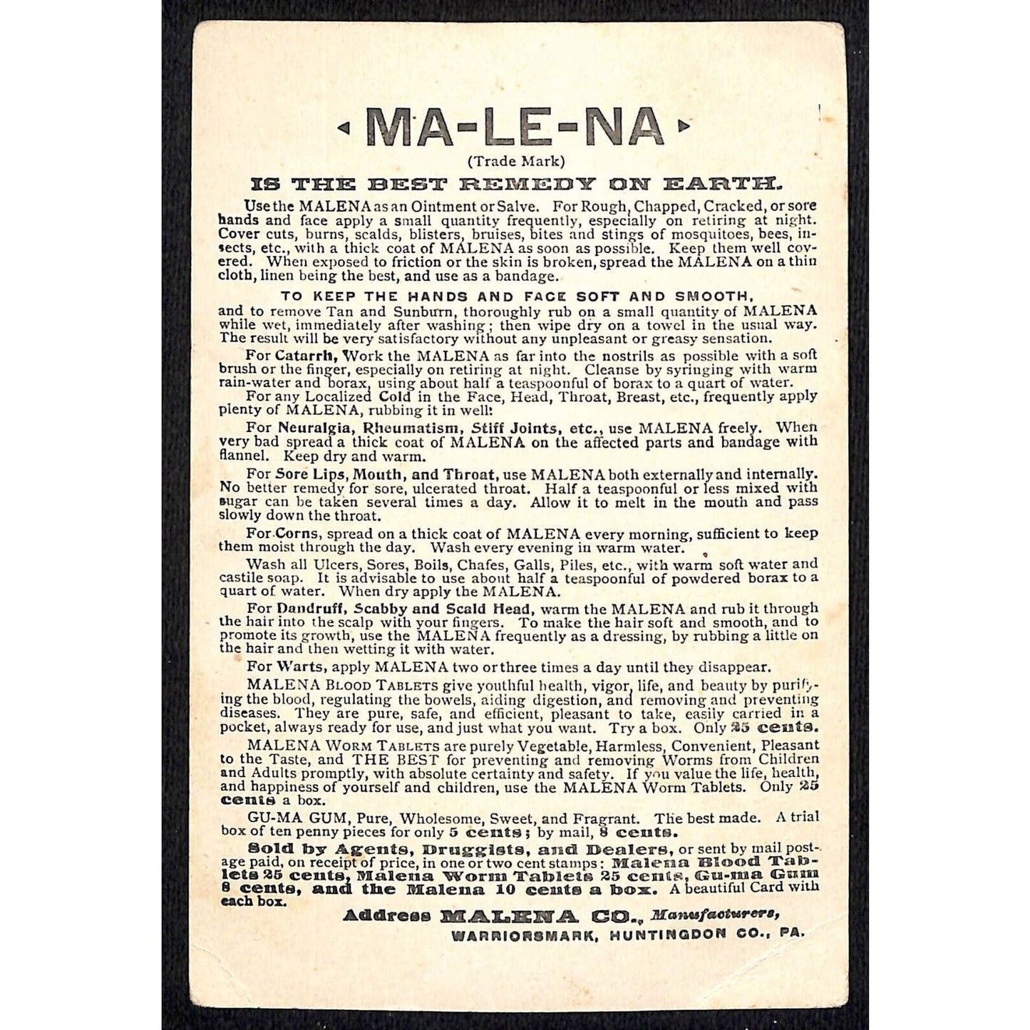 Ma-Le-Na Remedy Victorian Trade Card Pink Roses in a Fancy Shoe as a Vase