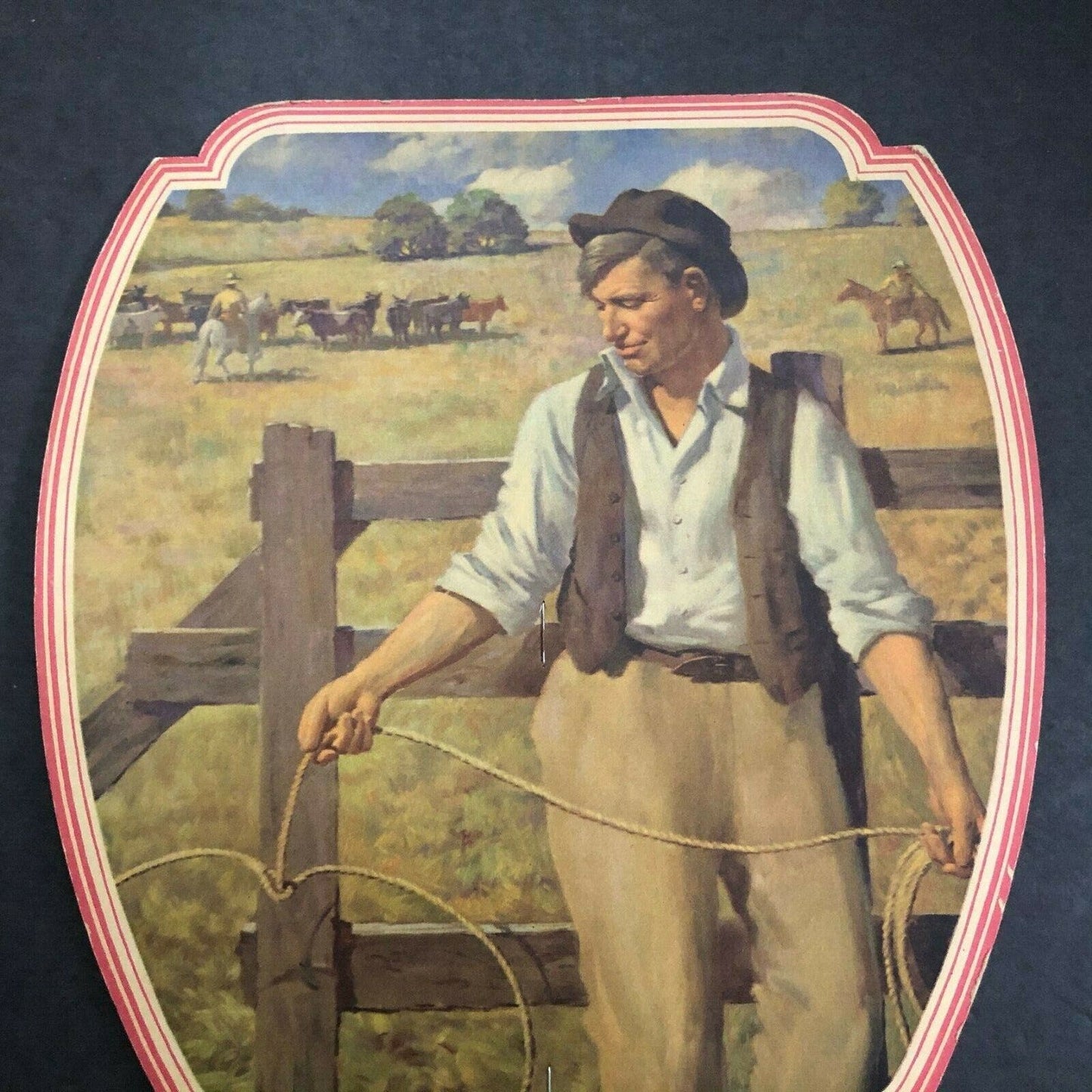 c1940 Advertising Hand Paper Fan "Elect A. M. Yost for Coroner" (Fresno) Cowboy