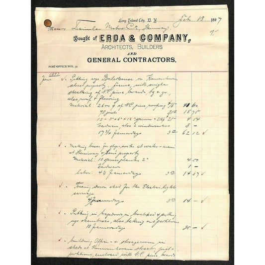 Erda & Co.1897 Long Island City, NY 4pp. Letterhead to Daimler Motor / Steinway