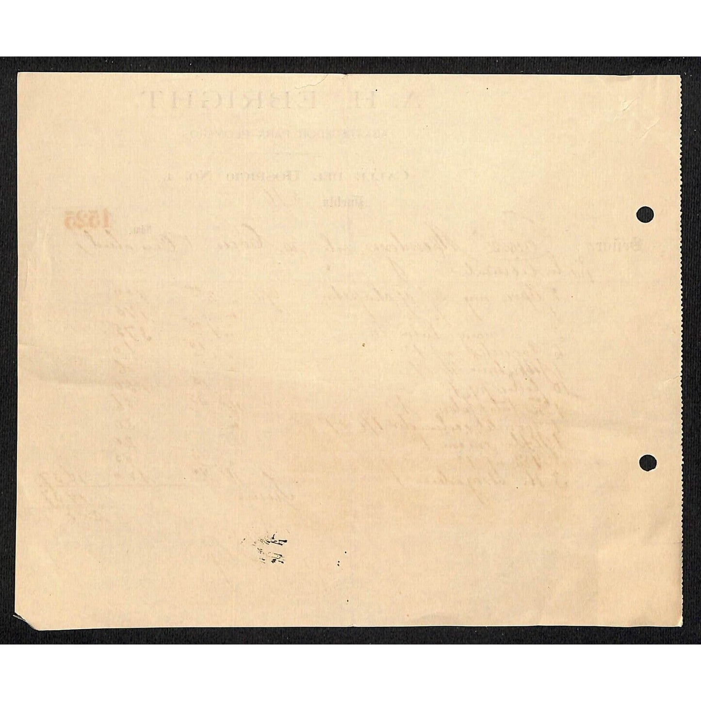 Puebla, Mexico A.H. Ebright "Supply for Plumbers" 1911 Billhead w/ Rev Stamp