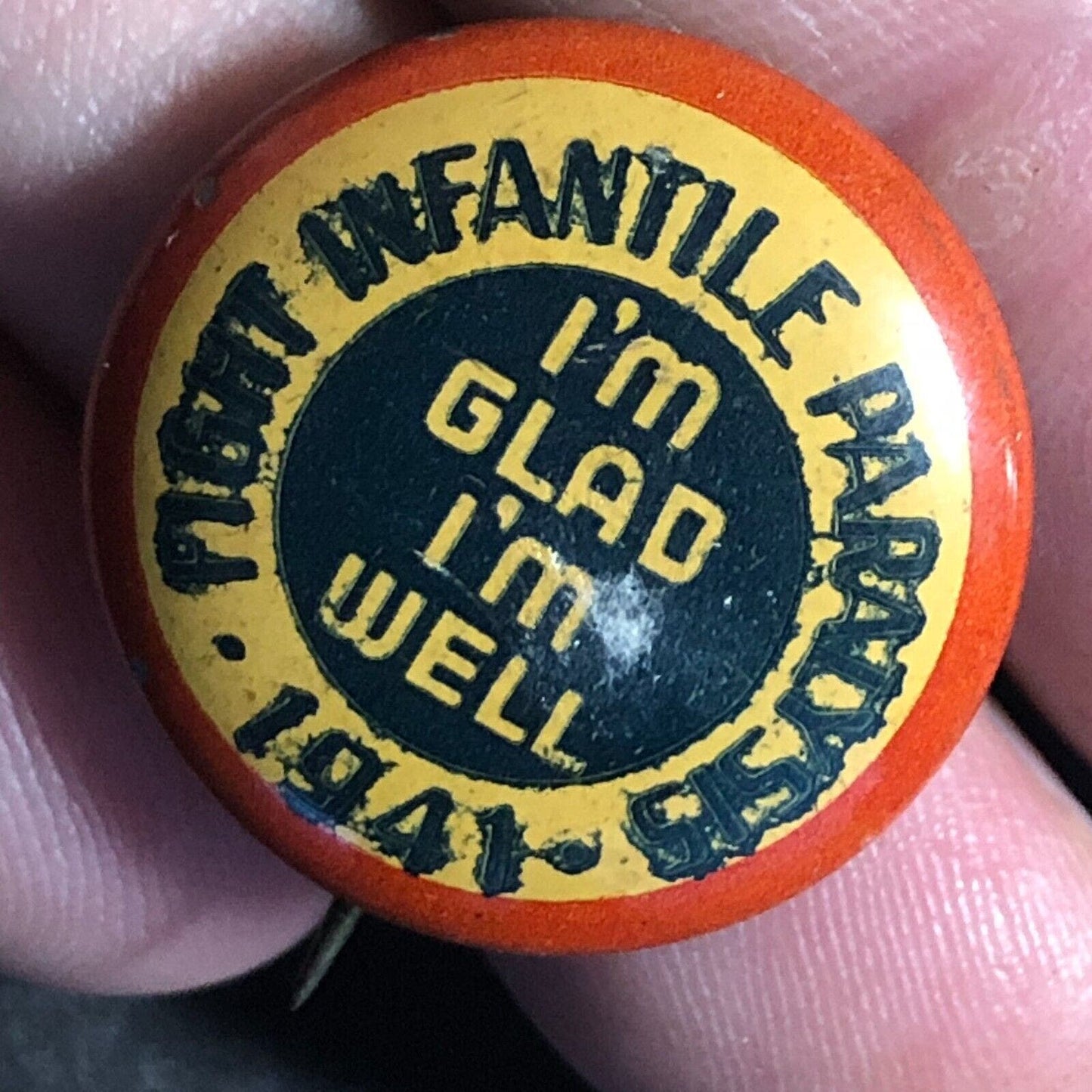 1941 Fight Infantile Paralysis (March of Dimes? Celluloid Steel Pinback Button
