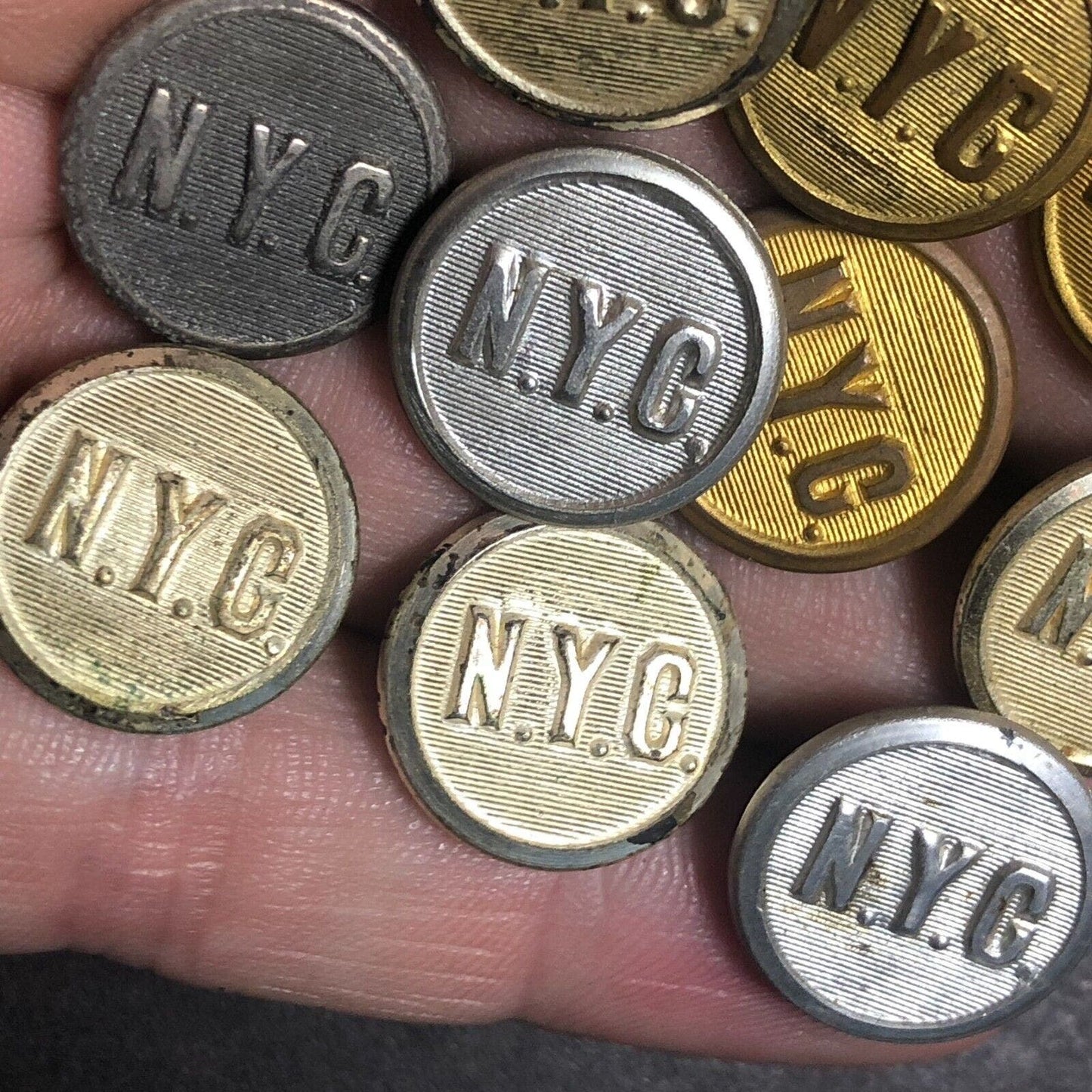 11 New York Central Brass / Silvertone Uniform Button - Mixed Manufacturers