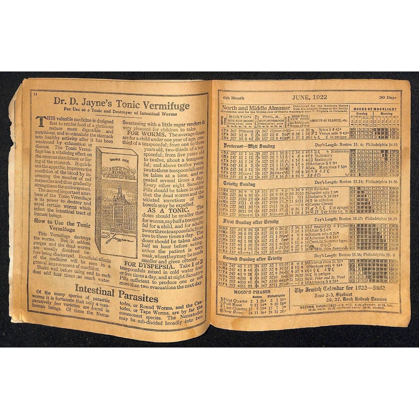 Dr. D. Jayne's Medical Almanac Calendar Philadelphia 1922 32pp