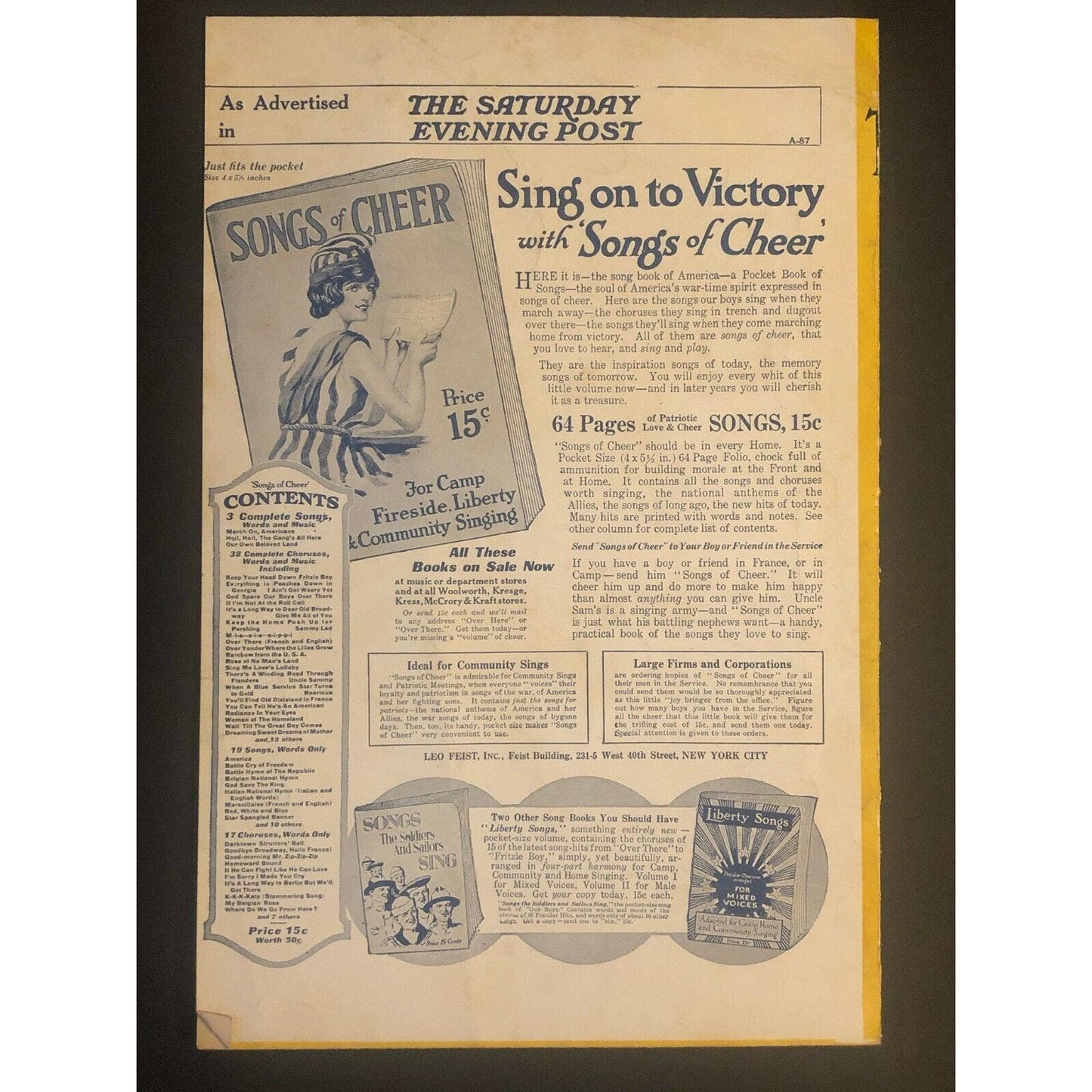 Vintage 1918 Sheet Music "The Navy Took Them Over....Navy Will Bring Them Back"