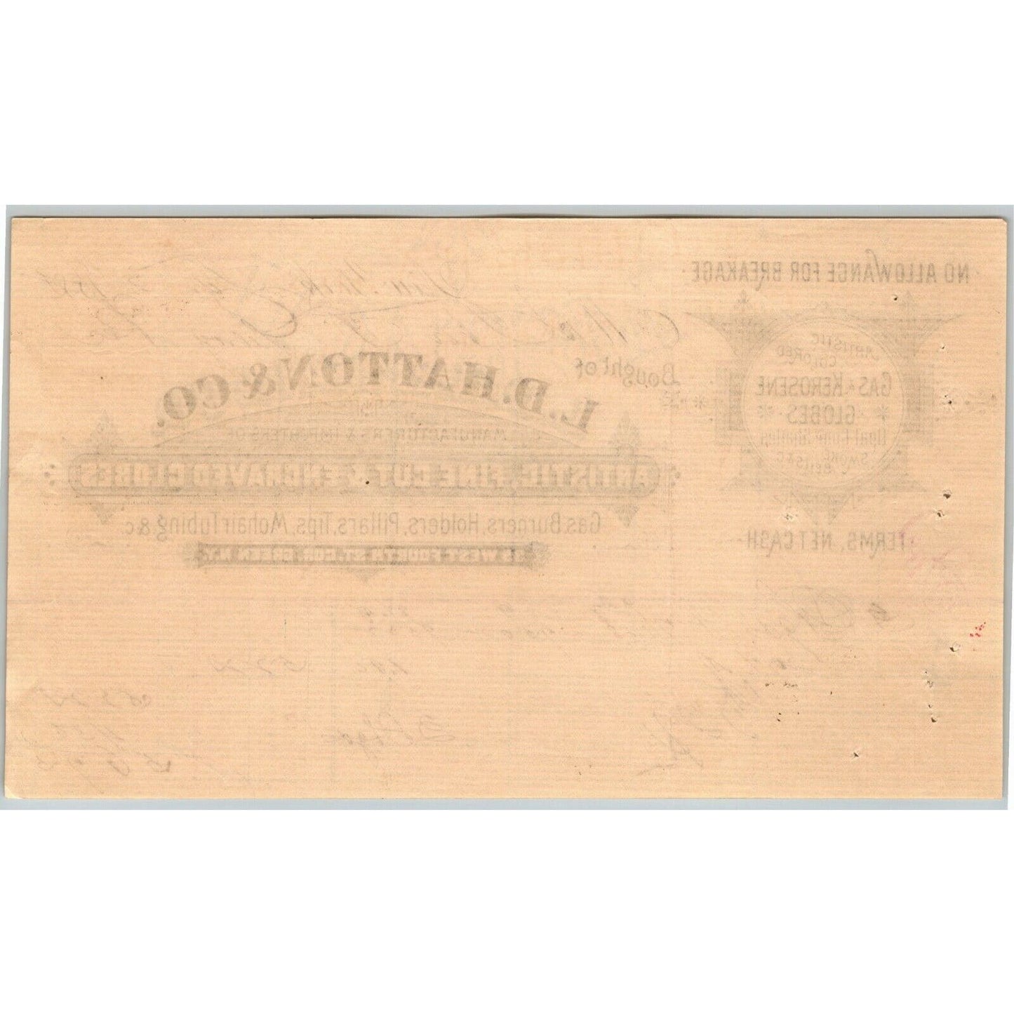 1888 L. D. Hatton & Co. Pillars Tips Mohair Tubing Billhead Letterhead - NYC