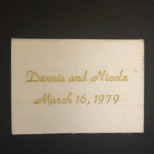 1979 Wooden Matchbox / Matchbook - Dennis and Nicole Wedding "Book Style"