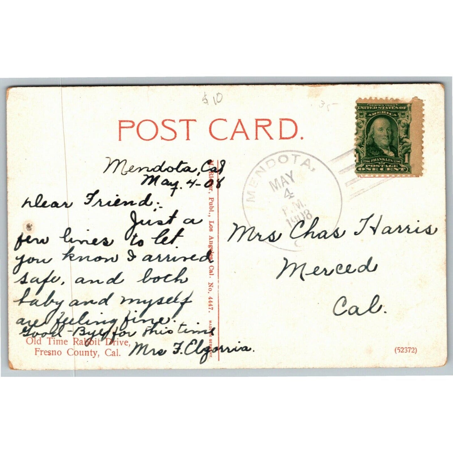 Vintage c1908 PPC Postcard - "Old Time Rabbit Drive" Fresno County, Cal.