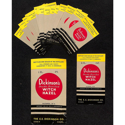 20 pc E.E. Dickinson Witch Hazel Co. Essex, CONN NOS c1940's-50's