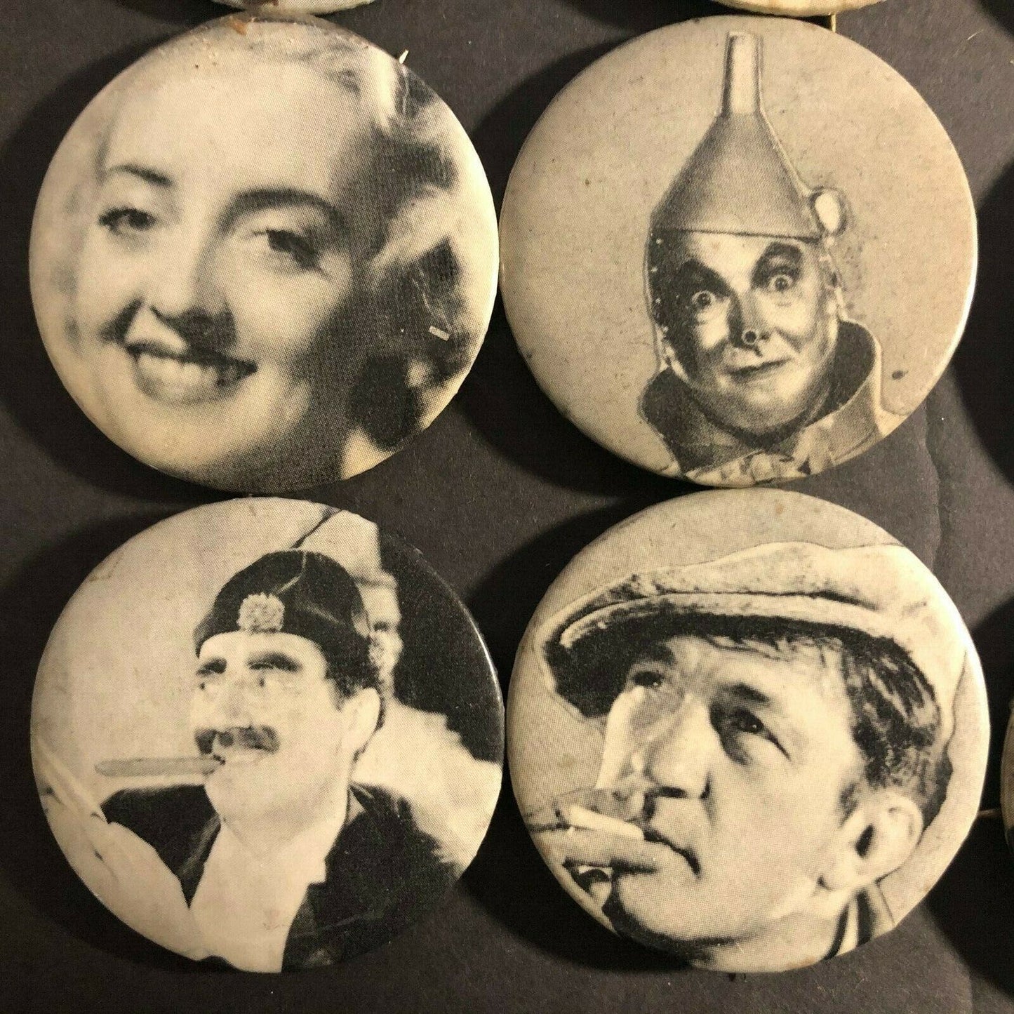 Group of 19 c1966-69 Sandy Val Graphics B&W 1920's-60's Movie Stars Pins Buttons