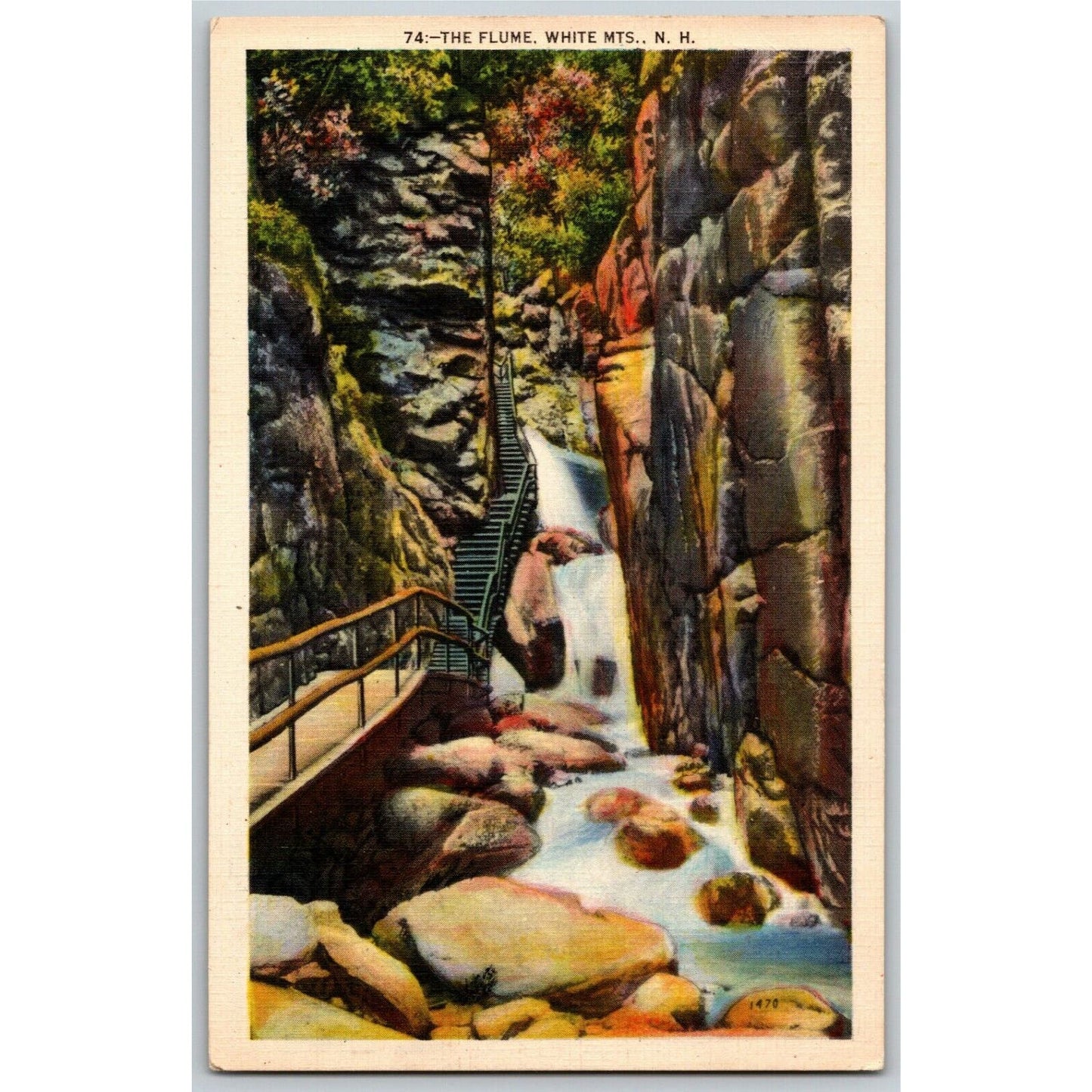 Vintage Linen Postcard The Flume White Mountains NH - Unposted