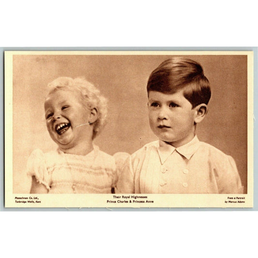 c1950's "Prince Charles & Princess Anne" Portrait PPC Postcard Unposted