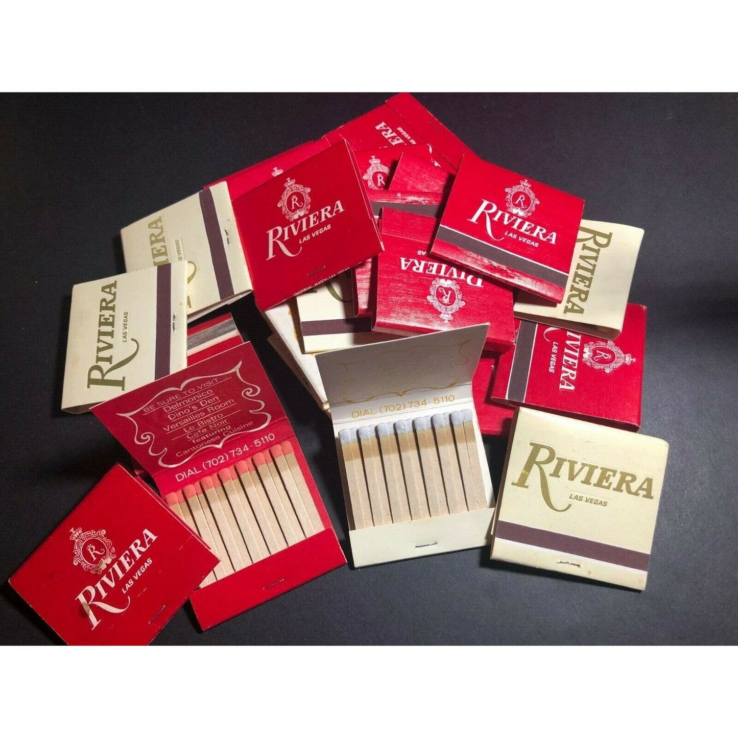 Group of 22 Mostly Las Vegas "Riviera" Casino Gambling 80'-90's Full Matchbooks