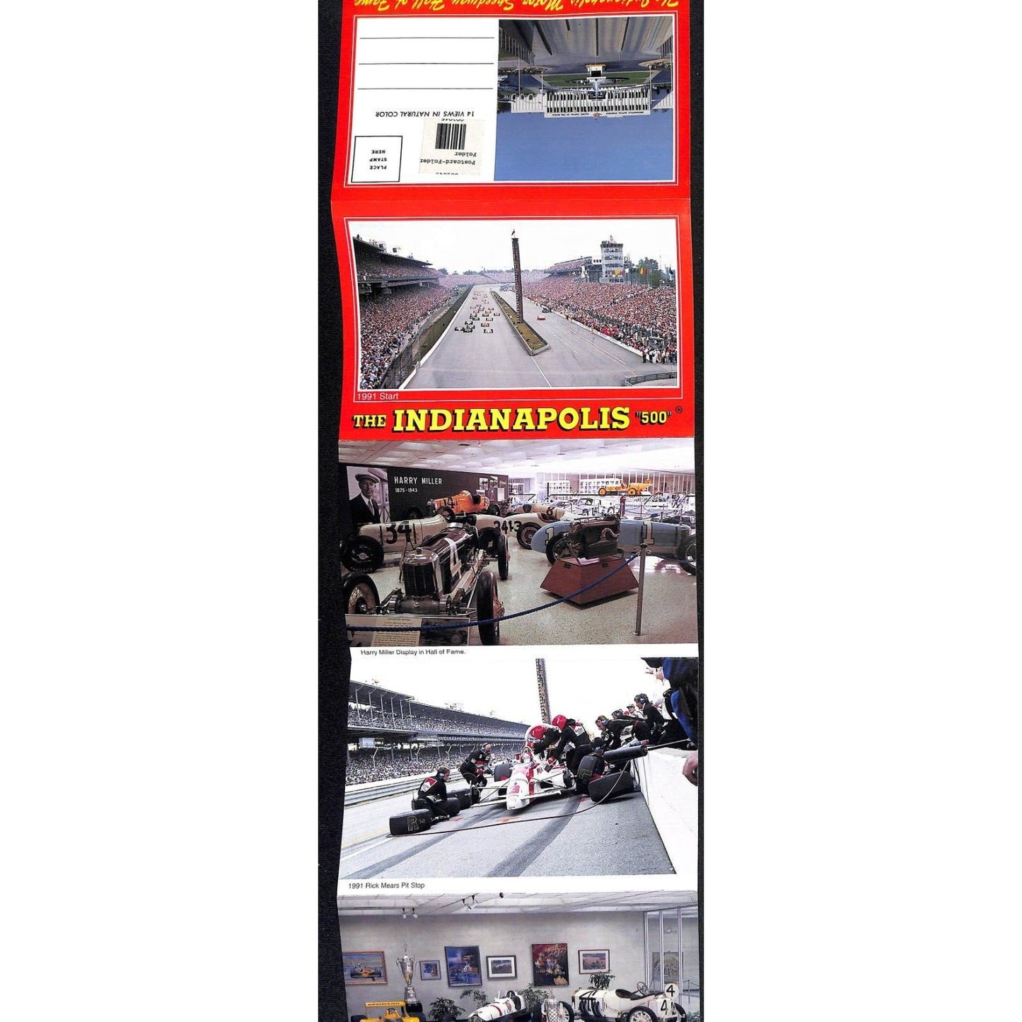 1991 Start Indianapolis 500 Postcard Style Foldout Pack 14 View 7 Panel VGC
